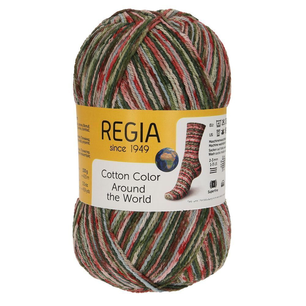 Пряжа Regia Cotton Color (02413/Дремучий лес), 72% хлопок, 18% полиамид, 10% полиэстер, 100г/420м
