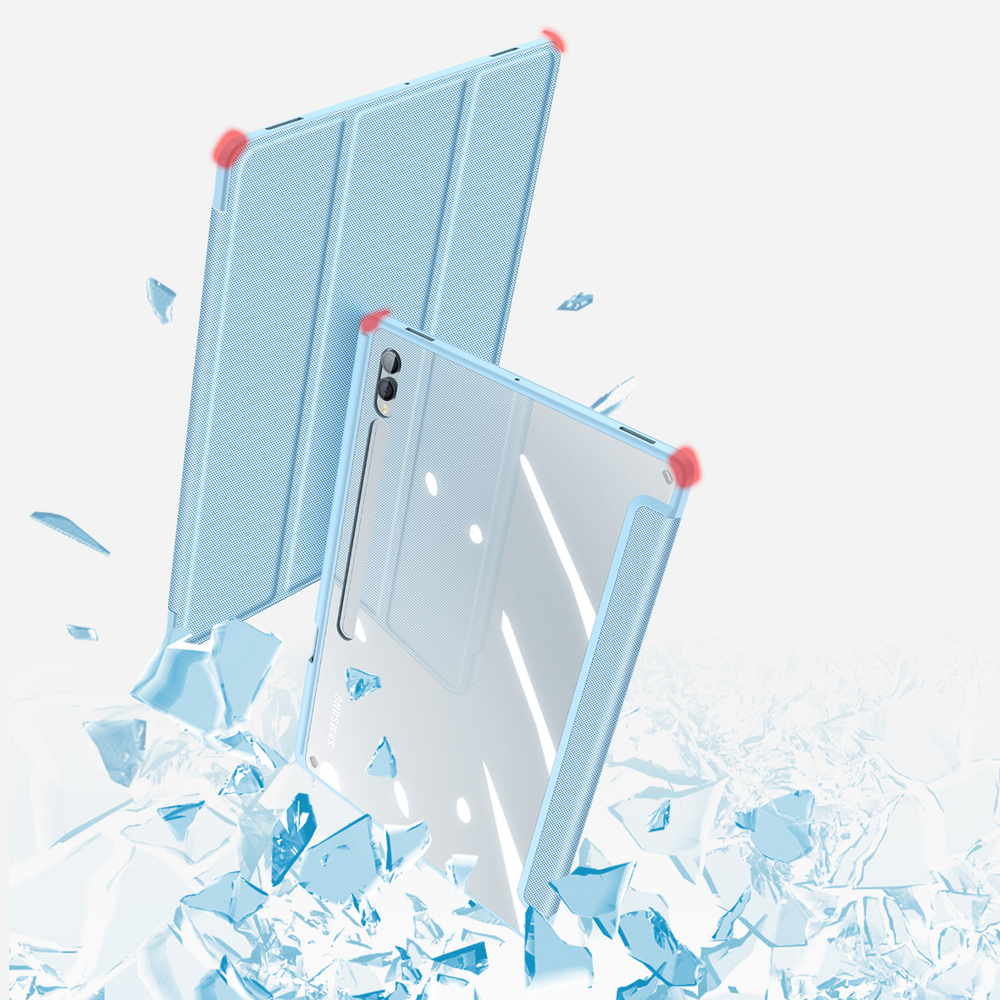 Чехол книжка синего цвета от Dux Ducis для Samsung Tab S10 Ultra, S9 Ultra и S8 Ultra, серия Toby Series Case, с функцией пробуждения и сна