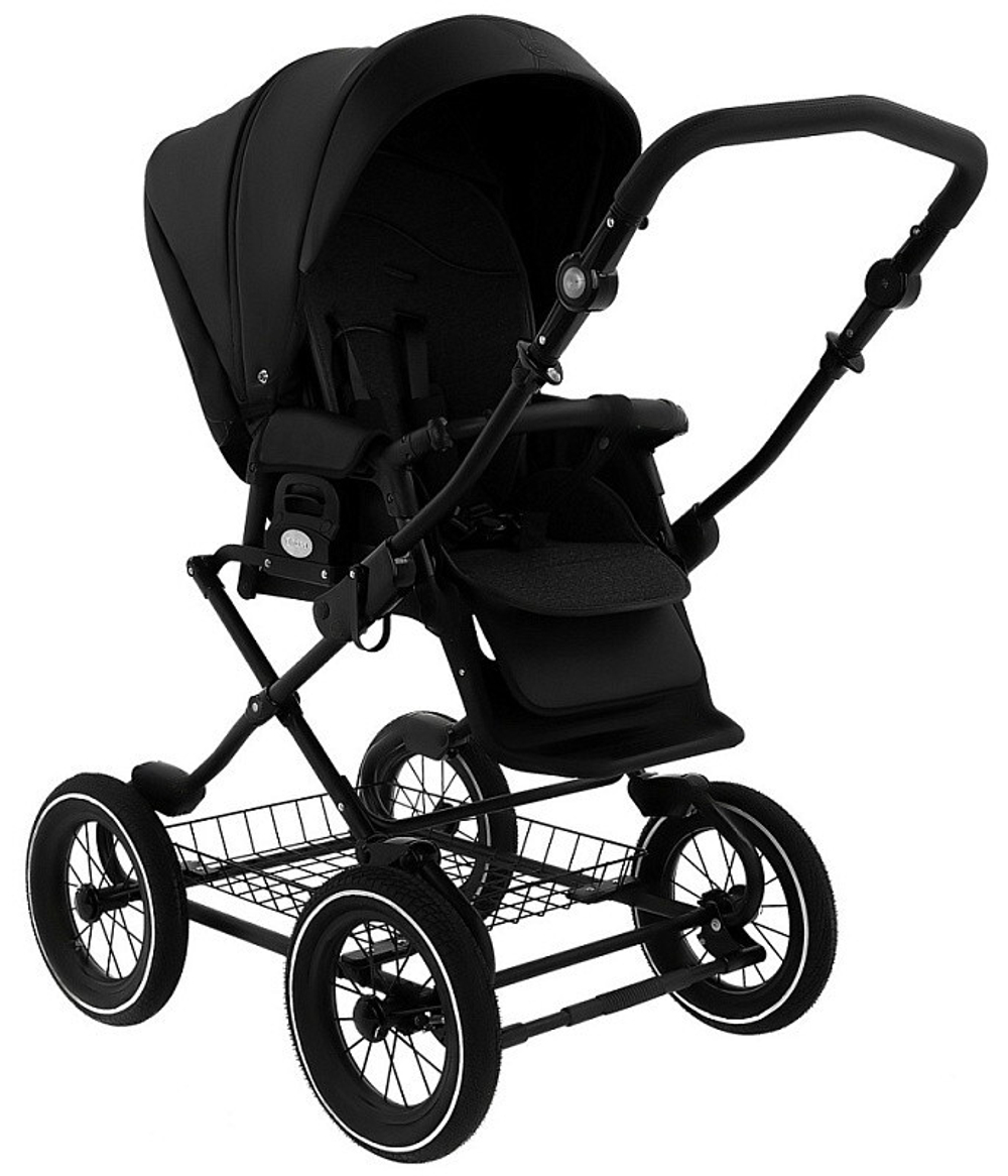 Детская коляска Roan Bass Next Classic Кожа d12 3 в 1 с автокреслом Elo Lux EduSky Grey RCL300/1 Black