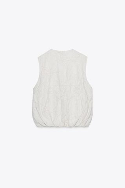 ZARA ЖИЛЕТ С ВЫШИВКОЙ, ЭКРЮ