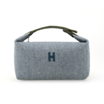 HERMES Bride a Brac Wool, Cotton Twill Handbag, Toiletry Bag Unisex Blue
