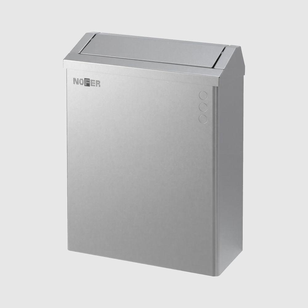 Контейнер для мусора настенный с крышкой push-open 23 л. нерж. сталь NOFER 14078.S матовый