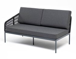 "Канны" правый модуль плетеный из роупа, каркас алюминий темно-серый (RAL7024) муар, роуп темно-серый круглый, ткань темно-серая 027