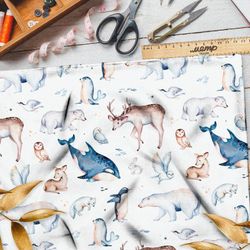 Ткань саржа животные Арктики