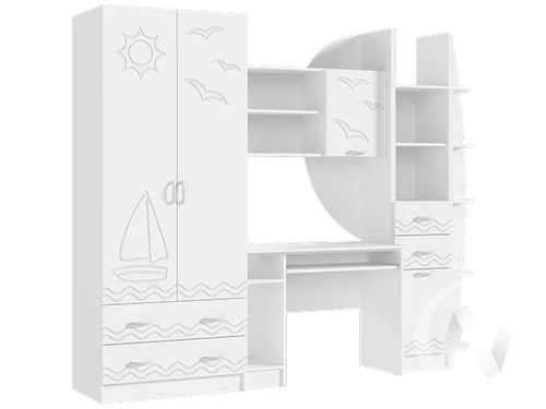 Стенка Детская Юниор-2 (белый/шарли белый)