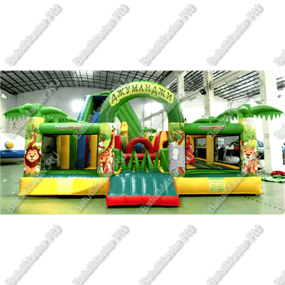 Коммерческий надувной батут "Джунгли малый со скалодромом"
