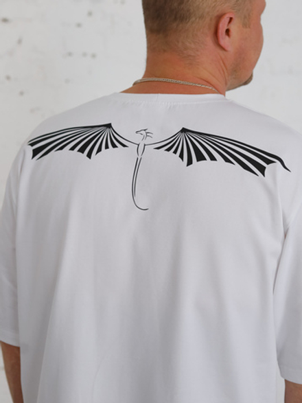 Футболка овер "Dragon heart" unisex, белая
