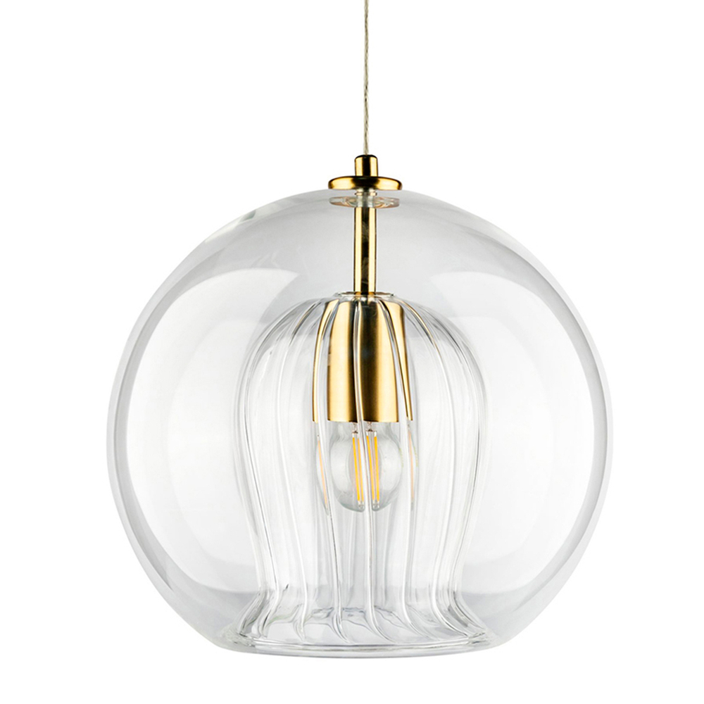 Светильник подвесной Crystal Lux LUISA SP1 BRASS/TRANSPARENT
