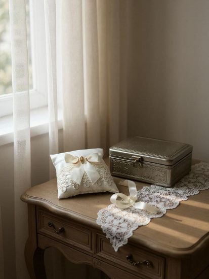 Подушечка для колец топленое молоко. Размер: 15х15см