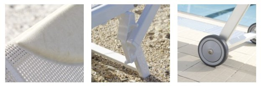 Шезлонг-лежак металлический Magnani 501 Relax, серебристый, слоновая кость