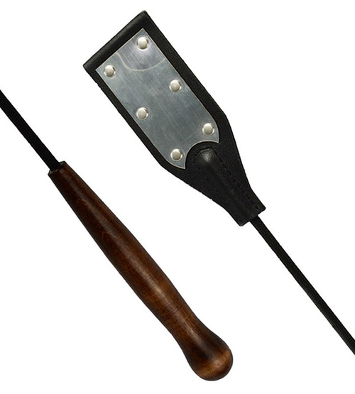 Черный стек 60см с серебристой хлопушкой под металл Sitabella BDSM Accessories 3178