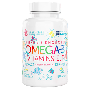 Tree Of Life Omega-3 + Vitamin E, D 90 Capsules , Детская Омега 3