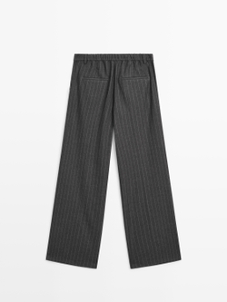 Massimo Dutti Брюки в тонкую полоску с широкими штанинами, серый