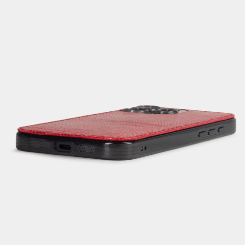 Чехол для iPhone 16 Pro Max из кожи ящерицы, красного цвета