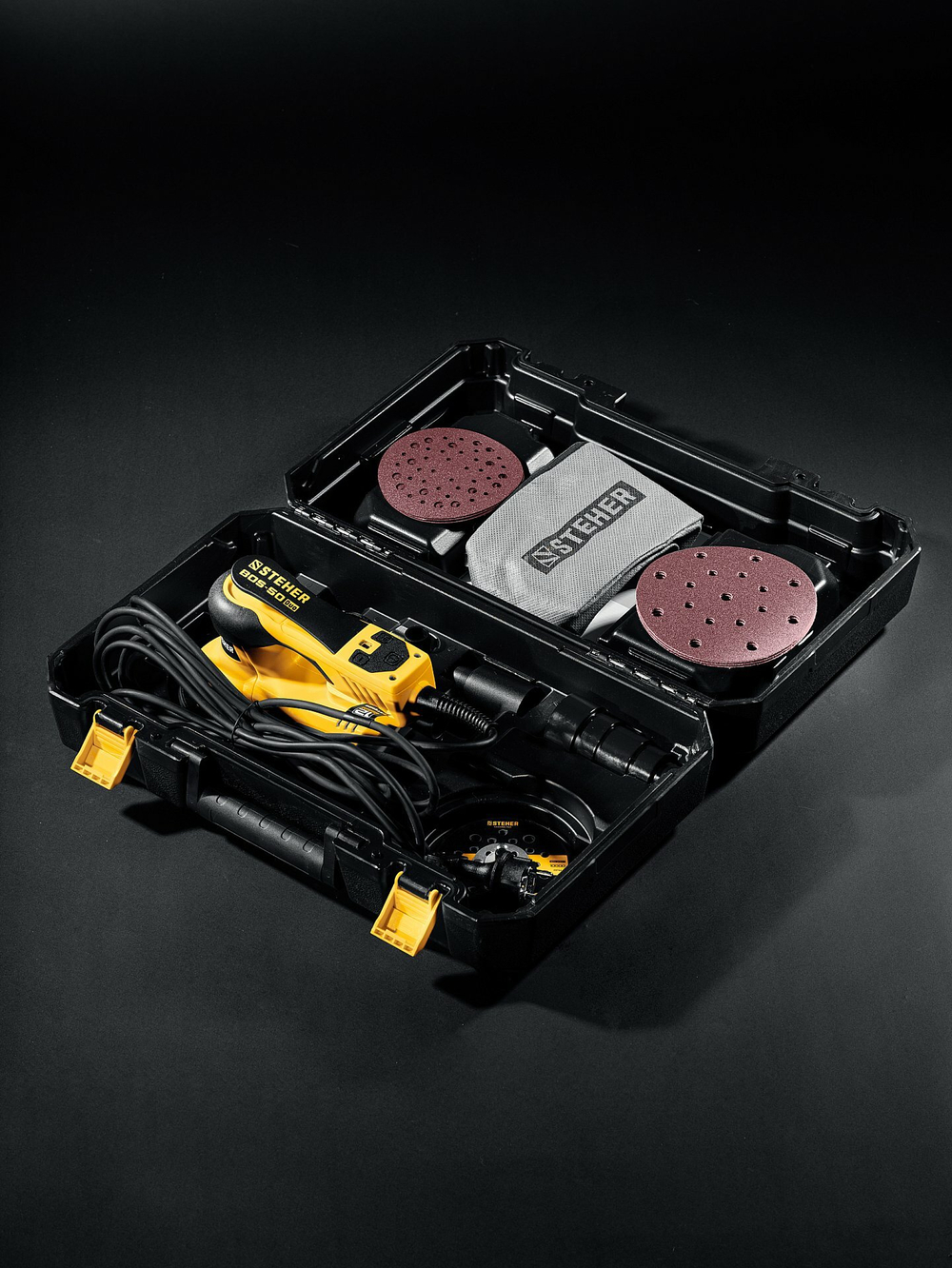 STEHER BOS-50 Duo, d125 / d150 мм, 5.0 мм, 350 Вт, бесщеточная орбитально-шлифовальная машина, кейс (BOS-50)