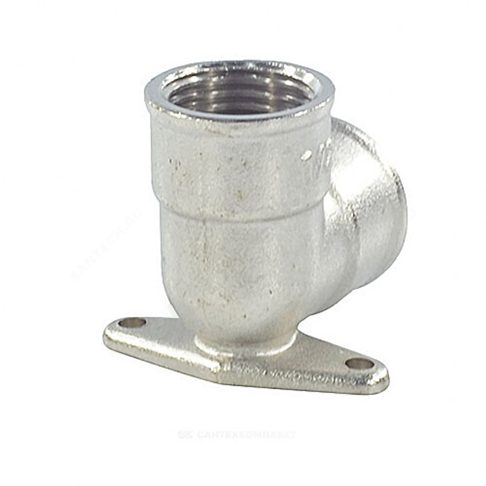 Угольник латунь никель установочный Ду 15 (1/2") 2 отверстия ВР/ВР SantechSystems