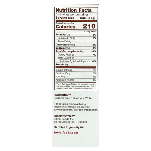 Jovial, Органическая паста из коричневого риса, казеречче, 340 г (12 унций)