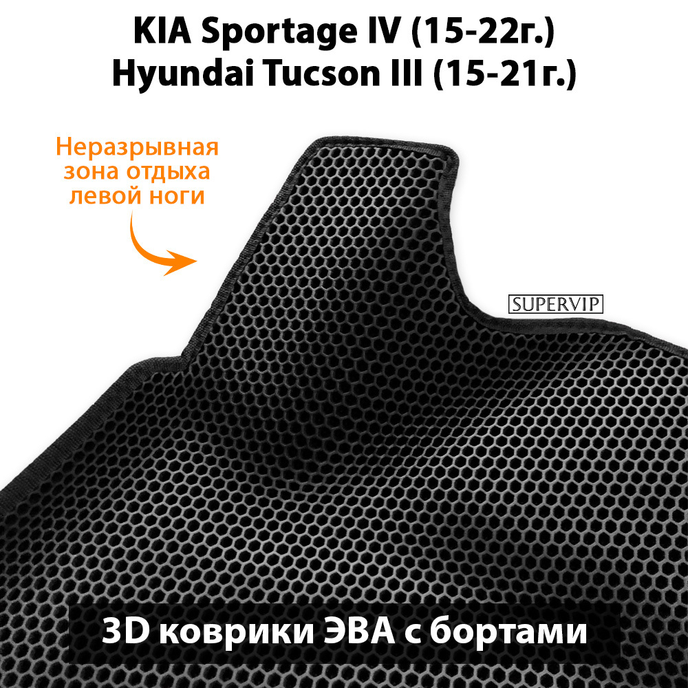 Автомобильные коврики ЭВА с бортами для KIA Sportage IV (15-22г.), Hyundai Tucson III (15-21г.)