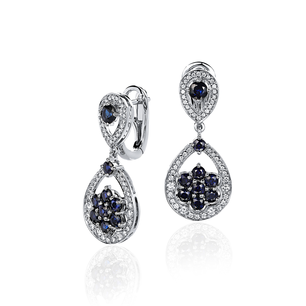 Серьги с бриллиантом  из белого золота JA-S-212631-1