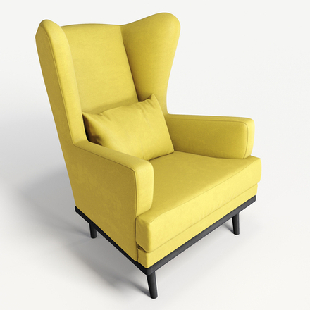 Мягкое кресло с ушами Фантазёр D-6 (Желтый) на высоких ножках, для отдыха и чтения книг. В гостиную, балкон, спальню и переговорную комнату.