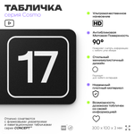 Таблички с номером помещения "Помещение №17", номер на дверь, 30 х 10 см, серия COSMO 3010, черная, Айдентика Технолоджи