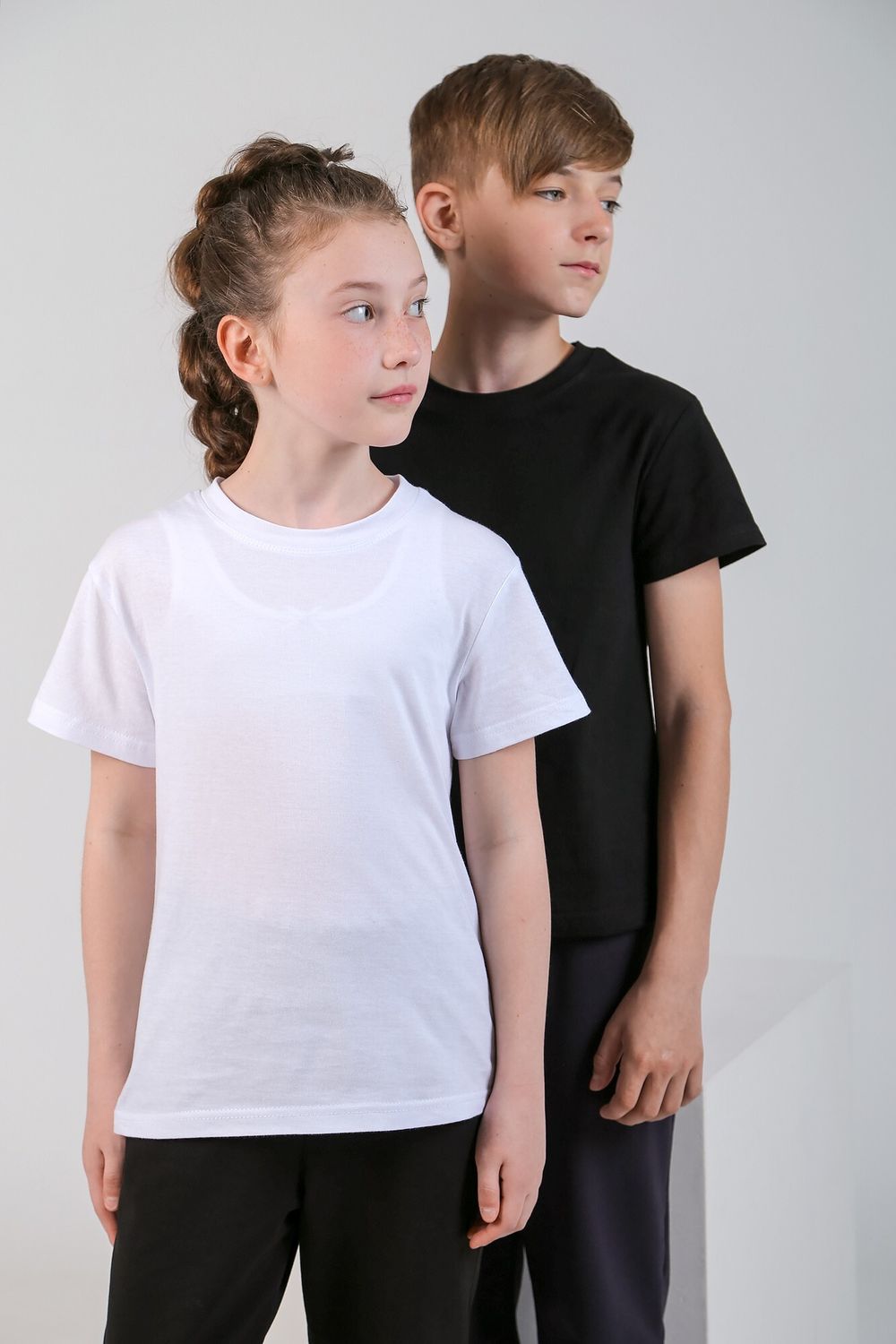 Фуфайка (футболка) для девочки Бэйсик-1 Виотекс ЧЁРНЫЙ