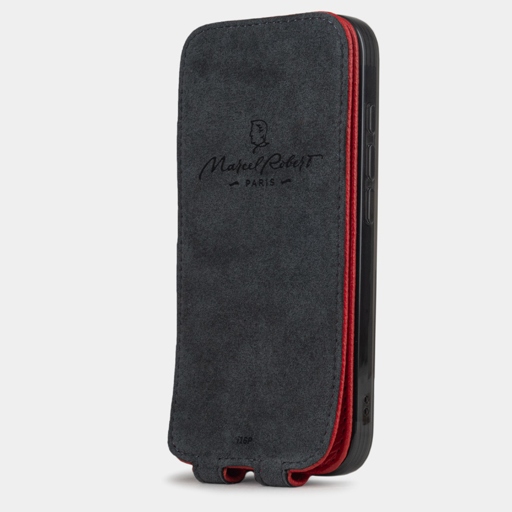 Чехол iPhone 17 Pro Max натуральная кожа сафьяно, красного цвета