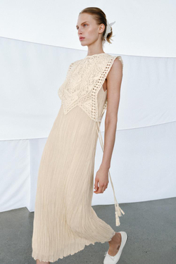 ZARA ПЛАТЬЕ С КОМБИНИРОВАННОЙ СЪЕМНОЙ НАКИДКОЙ — ZW COLLECTION, ЭКРЮ