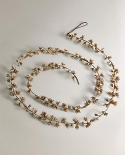 ZARA HOME НОВОГОДНЯЯ БЛЕСТЯЩАЯ ГИРЛЯНДА С ДЕТАЛЯМИ «ЛИСТЬЯ», ЗОЛОТИСТЫЙ