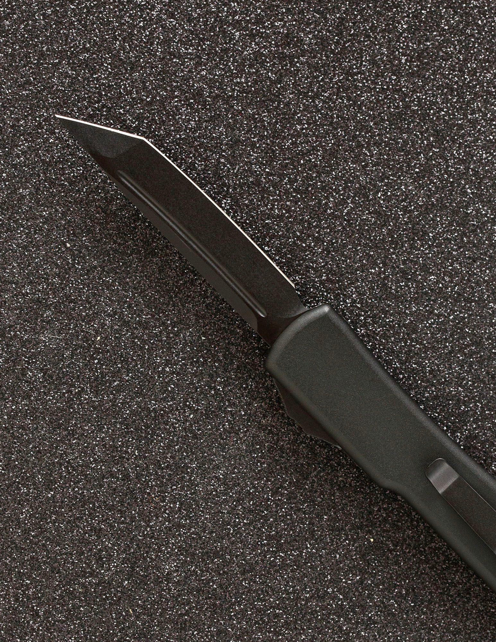 Автоматический складной нож SteelBro UTX-70 T/E Tanto Black 149-1BK (черный-черный) фронталка/выкидуха