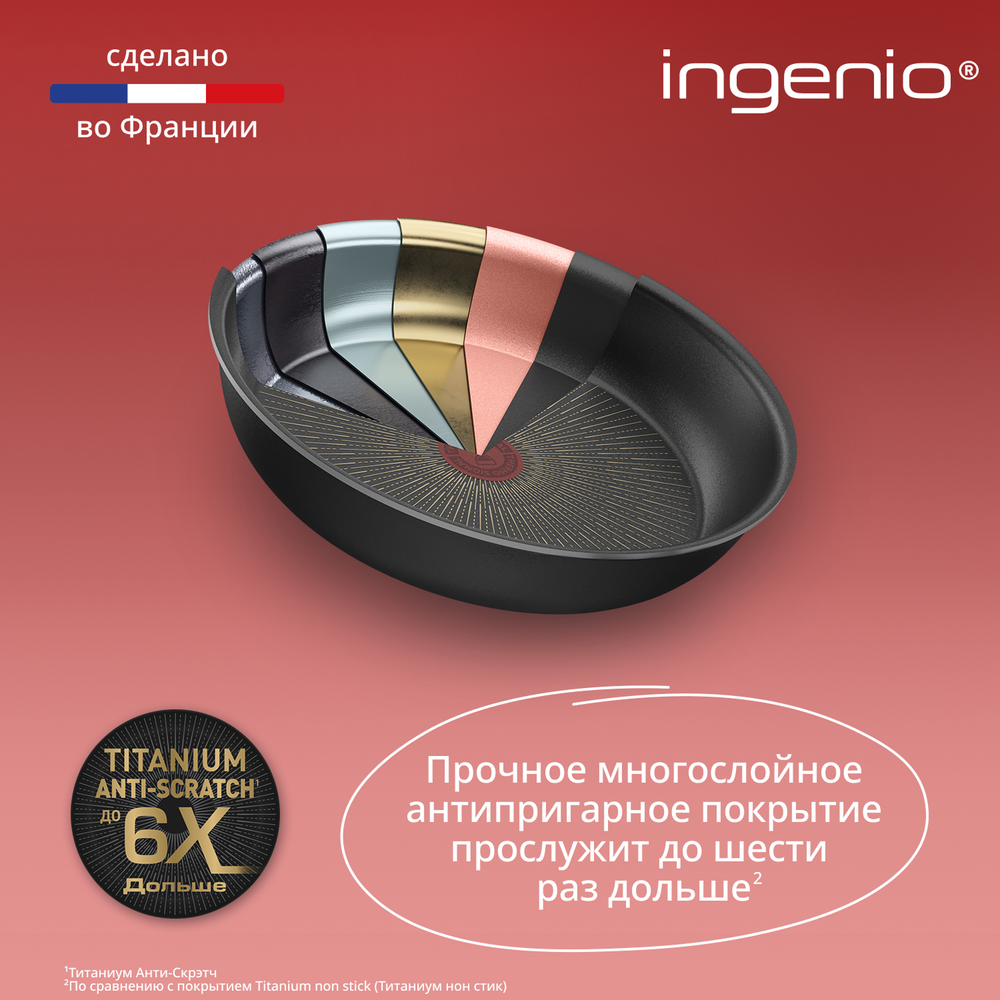 Набор посуды со съемной ручкой Tefal Ingenio Exception Noir, L7639453, 12 предметов