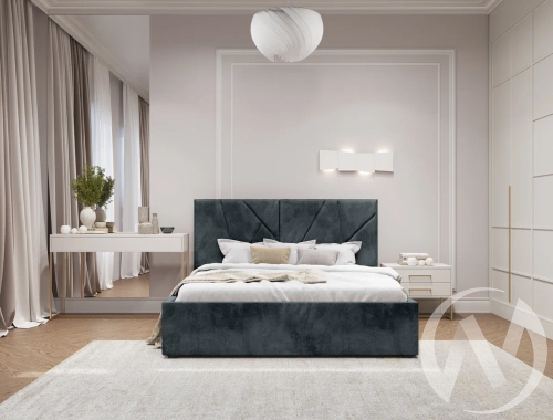 Кровать Рица 1 1;6 (Шторм 18; 1 категория) + Матрас Оптима Медиум АКЦИЯ!