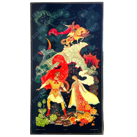 Лаковая миниатюра "Королевич Елисей". Исп.: Модин В. п. Холуй, Россия.