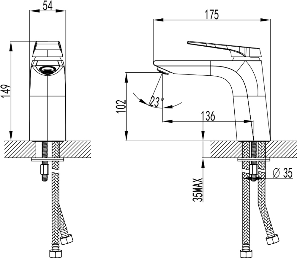 Смеситель для раковины STWORKI Монтре S30010BK матовый черный