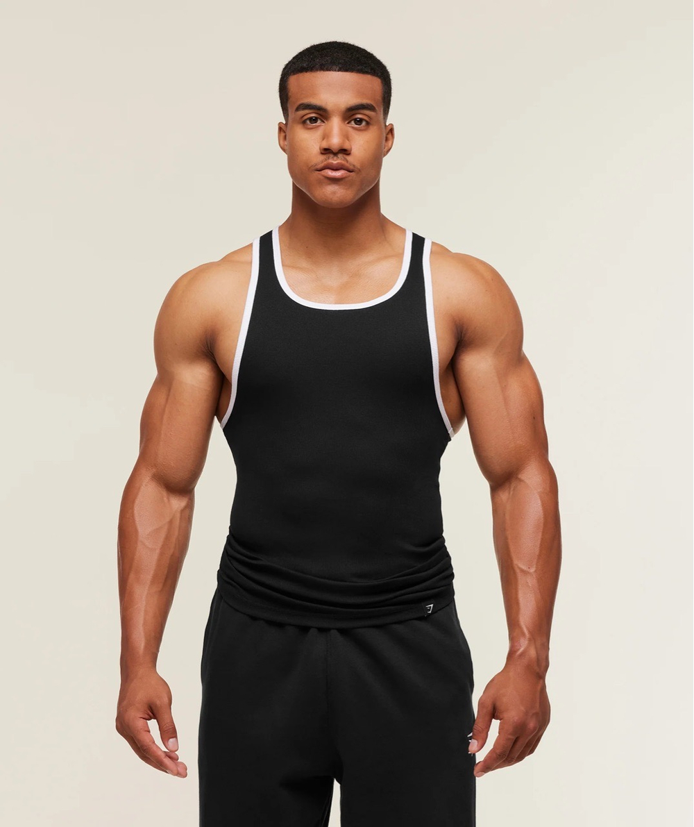 Майка GYMSHARK Ribbed Tank Black/White
