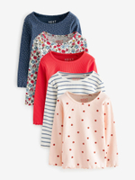 Лонгслив для девочки Next 409-072, 5 шт., Розовый, Красный, Синий