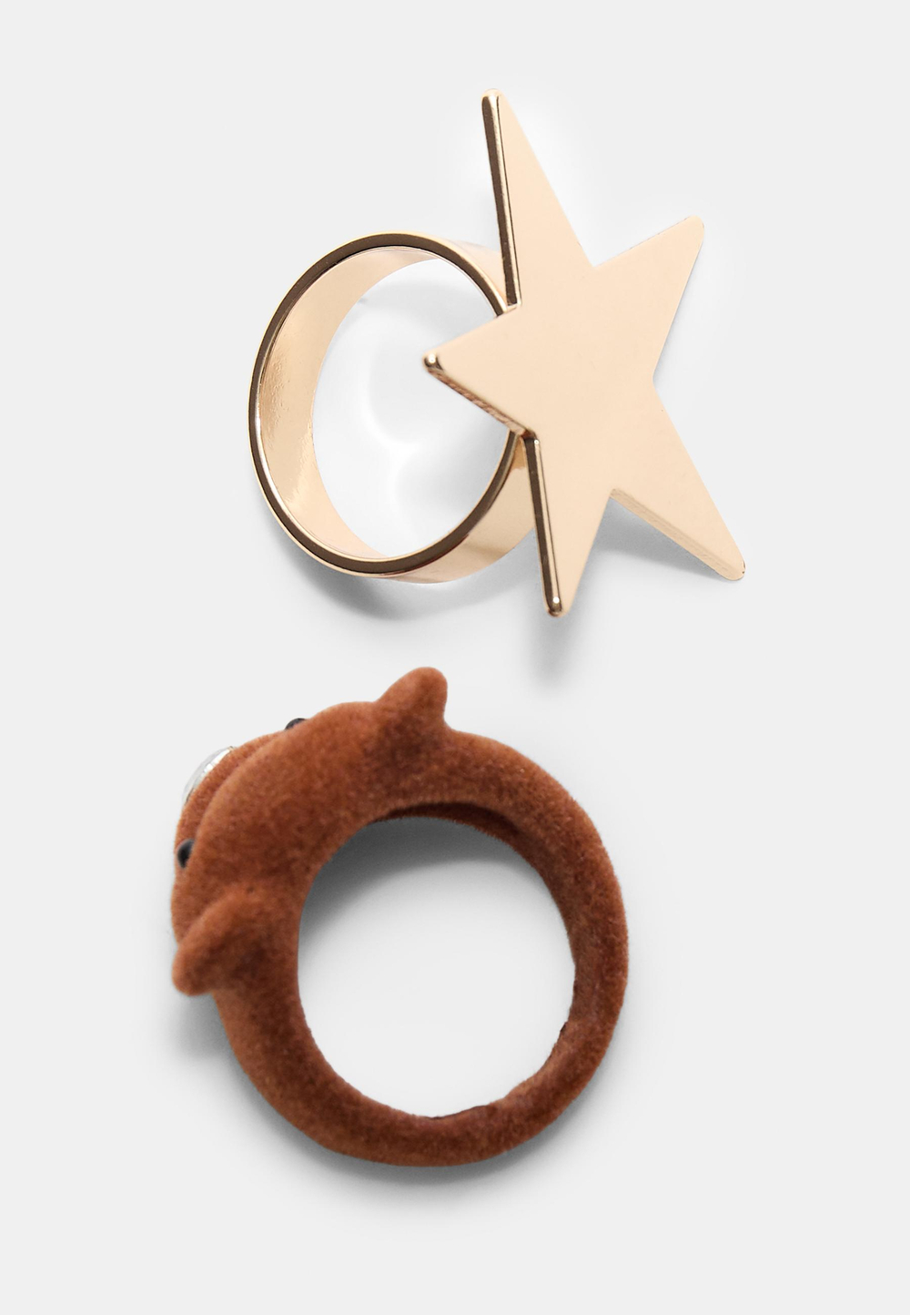 STRADIVARIUS Набор из 2 колец разной формы, коричневый