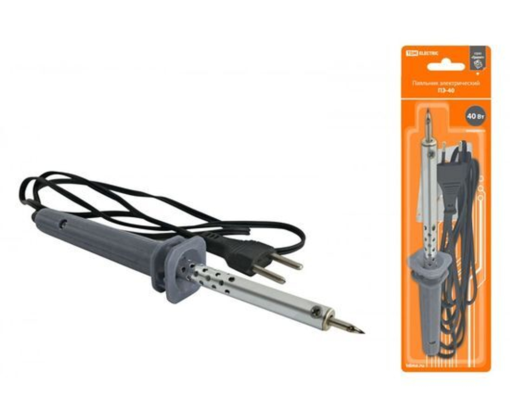 TDM Паяльник ПЭ-40 с жалом типа конус 40вт с подставкой Гранит