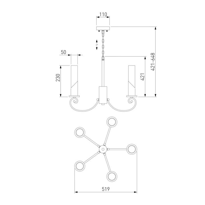 Подвесная люстра Eurosvet Banci 60117/5 никель
