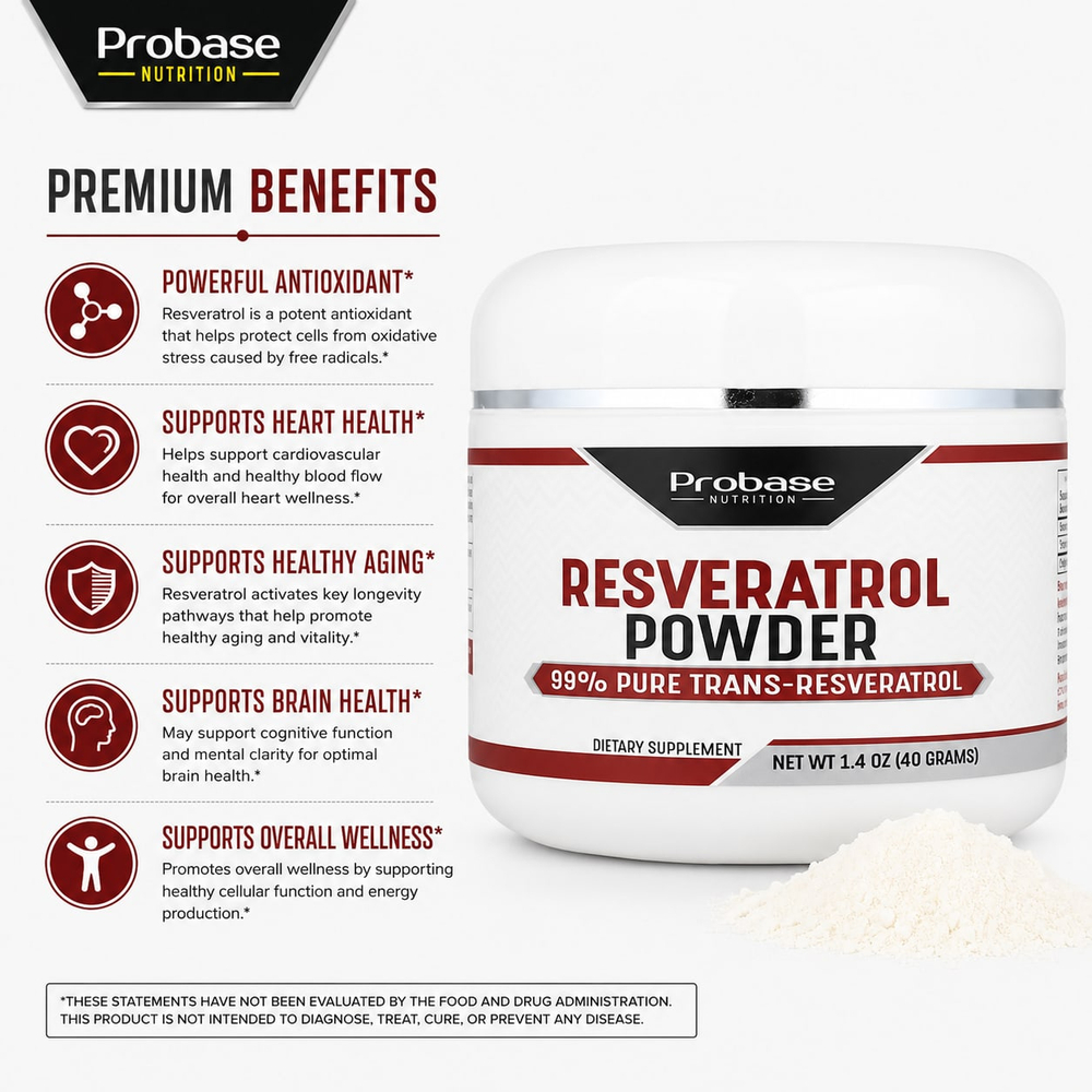 Probase Nutrition, Ресвератрол в порошке, 40 г (1,4 унции)