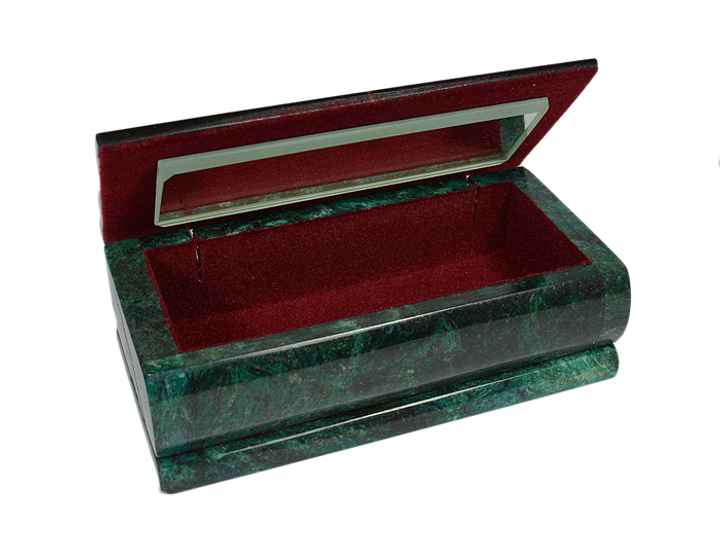 Ларец Мозайка, змеевик, бархат, зеркало, 145x70x50 мм