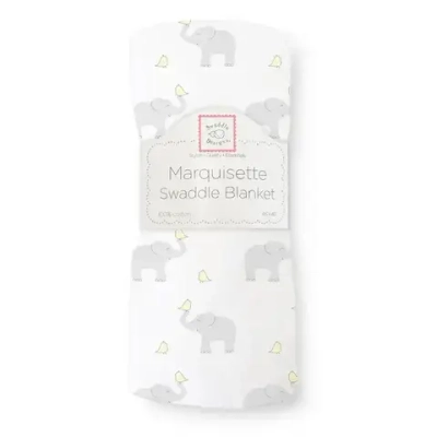SwaddleDesigns SD-460PY Пеленка маркизет - Elephant & Chickies, Sterling + Pale Banana