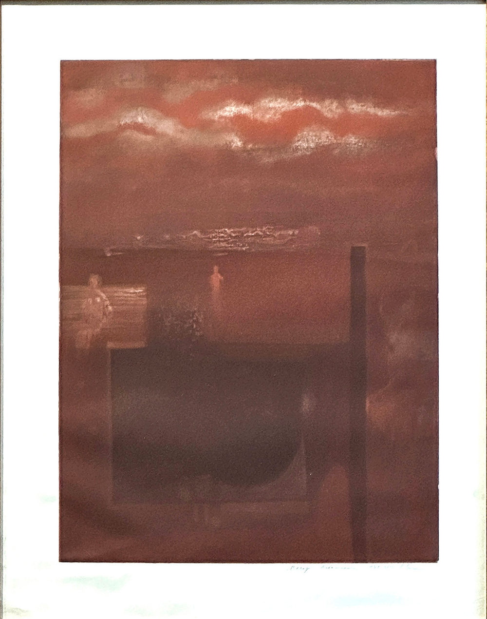 Гречина Ольга Николаевна . Вечер. СССР. 1981 г. Цветной офорт, акватинта, 75,5×60 см.