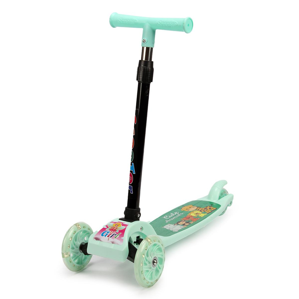 Кикборд эконом самокат детский 3 х колесный, со светом