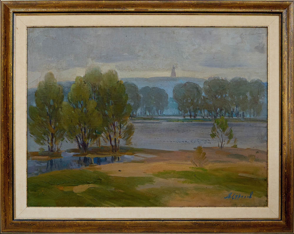 Картина Стрелова А.Е. "Весна в Кирееве" холст/масло 60х80