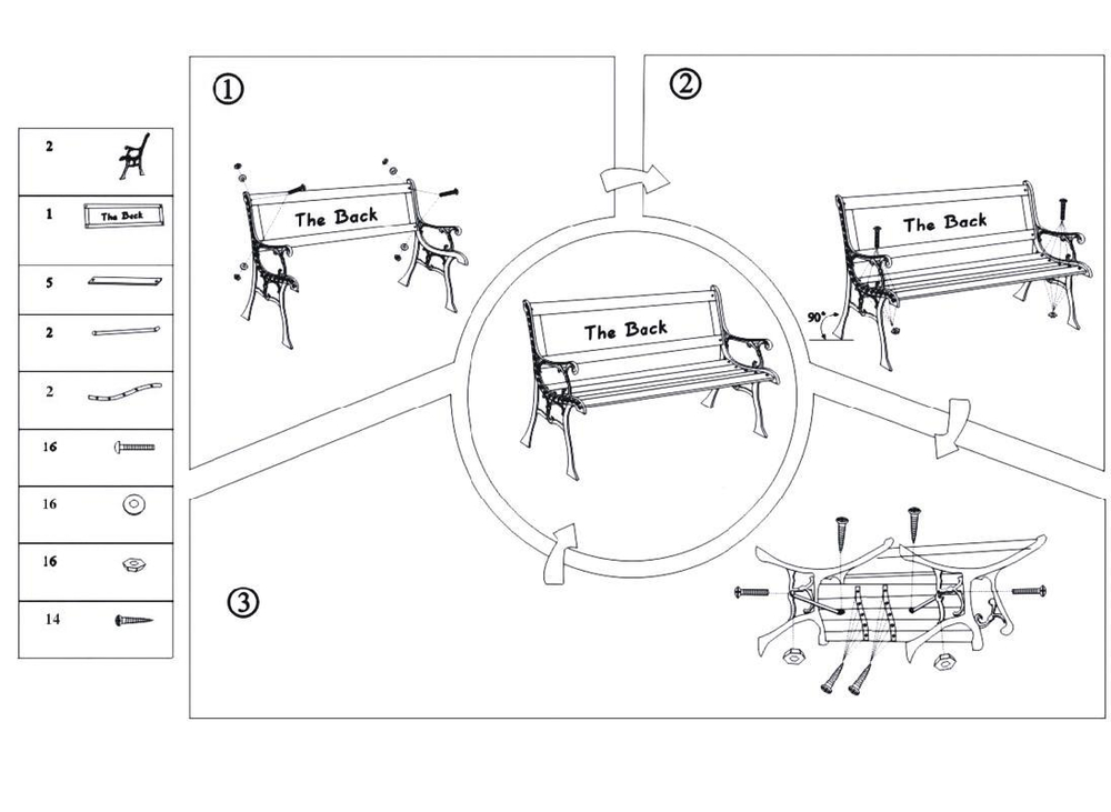Лавочка садовая  арт.WR5102 WR5102 1250х520хН760мм
