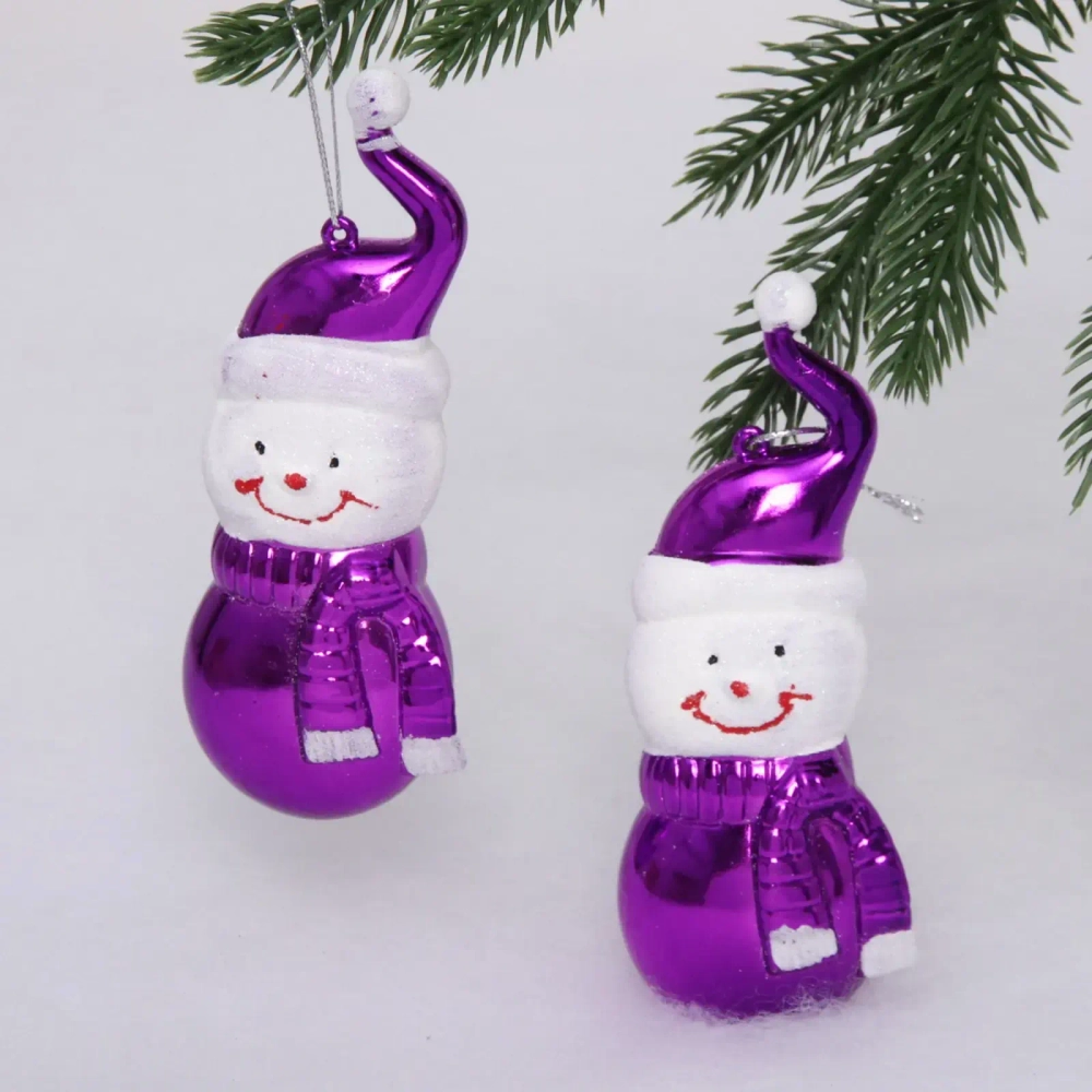 Елочные игрушки «Снеговички» 13 см (набор 2 шт), Фиолетовый