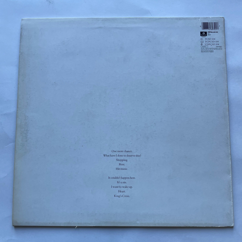 Винтажная виниловая пластинка LP Pet Shop Boys Actually (Англия 1987) One More Chance