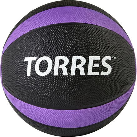 Медбол TORRES 5 кг, AL00225, резина, диаметр 23,8 см, черно-фиолетовый
