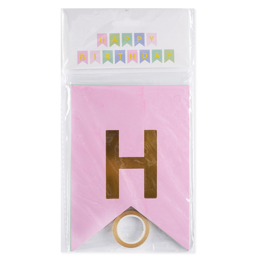 Гирлянда-флажки «Happy Birthday» пастельный микс, 500 см